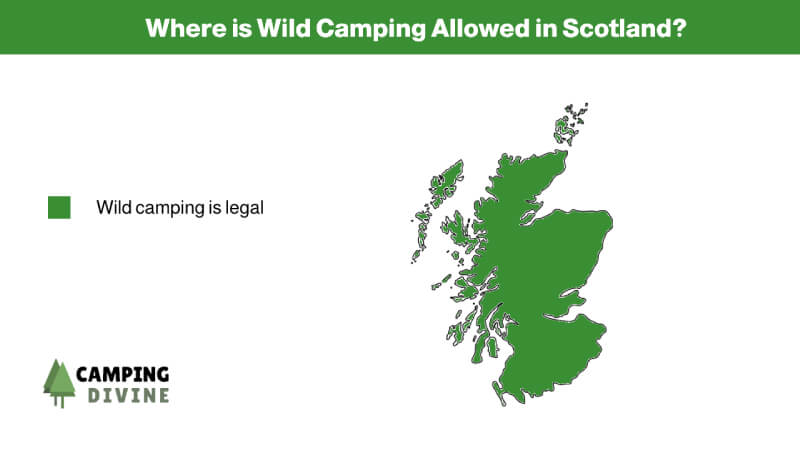 This is a map of Scotland showing where it is legal to wild camp in Scotland